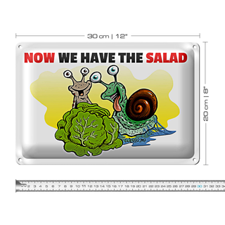 Blechschild Spruch 30x20cm Now we have the salad Schnecken