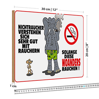 Holzschild Spruch 30x20cm Nichtraucher verstehen sich mit