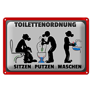 Blechschild Toilettenordnung 30x20cm sitzen putzen waschen