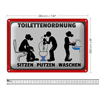 Blechschild Toilettenordnung 30x20cm sitzen putzen waschen