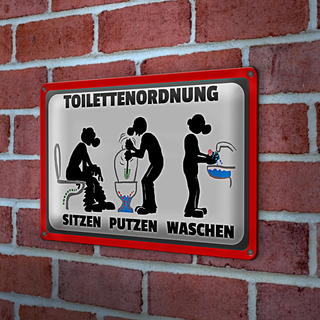 Blechschild Toilettenordnung 30x20cm sitzen putzen waschen
