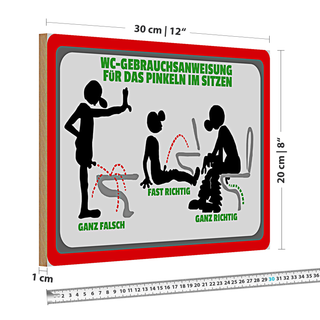 Holzschild WC Gebrauchsanweisung 30x20cm im sitzen pinkeln