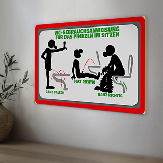 Holzschild WC Gebrauchsanweisung 30x20cm im sitzen pinkeln