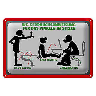 Blechschild WC Gebrauchsanweisung 30x20cm im sitzen pinkeln