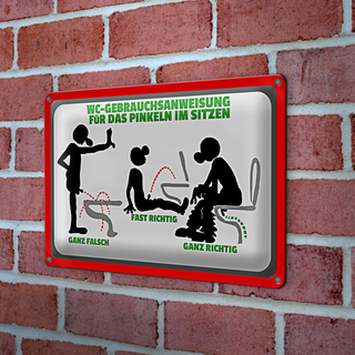 Blechschild WC Gebrauchsanweisung 30x20cm im sitzen pinkeln