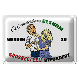 Blechschild Spruch 30x20cm wunderbare Eltern werden Großeltern