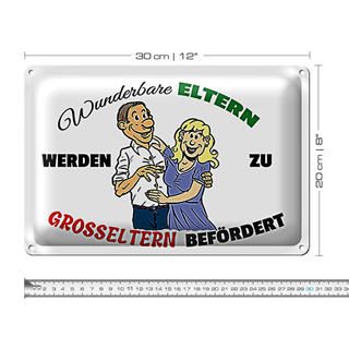 Blechschild Spruch 30x20cm wunderbare Eltern werden Großeltern
