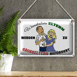 Blechschild Spruch 30x20cm wunderbare Eltern werden Großeltern