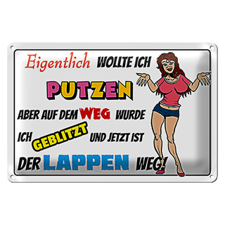 Blechschild Spruch 30x20cm eigentlich wollte ich putzen