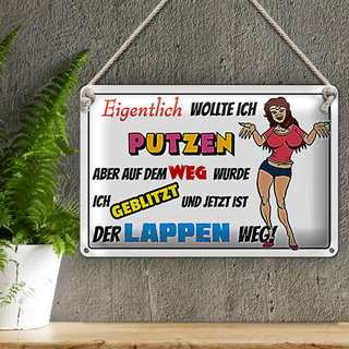 Blechschild Spruch 30x20cm eigentlich wollte ich putzen