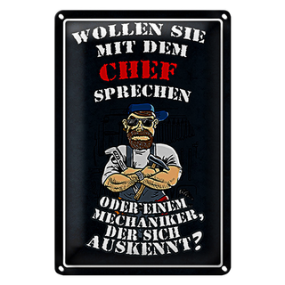 Blechschild Spruch 20x30cm Wollen Sie mit dem Chef sprechen