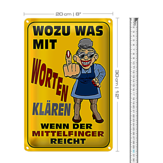Blechschild Spruch 20x30cm Wozu Wörter Mittelfinger reicht