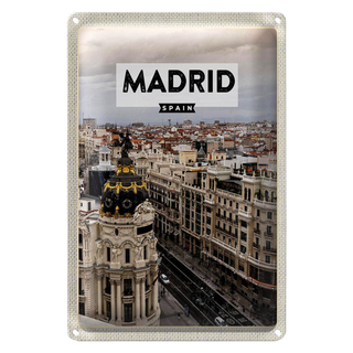 Blechschild Reise 20x30cm Madrid Spanien Reiseziel Architektur
