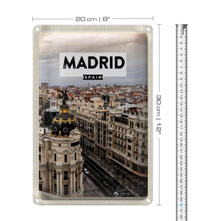 Blechschild Reise 20x30cm Madrid Spanien Reiseziel Architektur