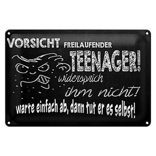 Blechschild Spruch 30x20cm Vorsicht freilaufender Teenager