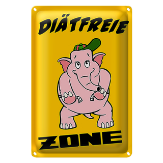 Blechschild Spruch 20x30cm Diätfreie Zone Elefant