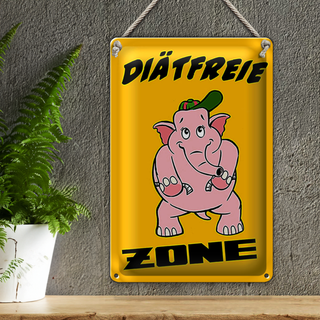 Blechschild Spruch 20x30cm Diätfreie Zone Elefant