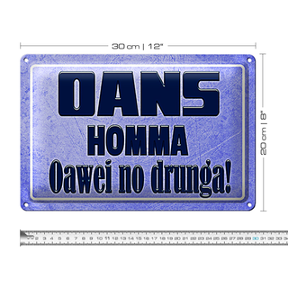 Blechschild Spruch 30x20cm Oans homma oawei no drunga