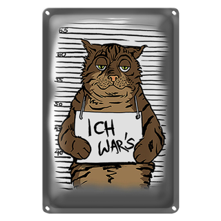 Blechschild Katze 20x30cm Ich war's Mugshot Polizeifoto