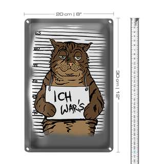 Blechschild Katze 20x30cm Ich war's Mugshot Polizeifoto