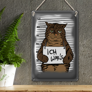 Blechschild Katze 20x30cm Ich war's Mugshot Polizeifoto
