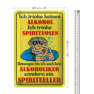 Blechschild Spruch 20x30cm Kein trinke Spirituosen