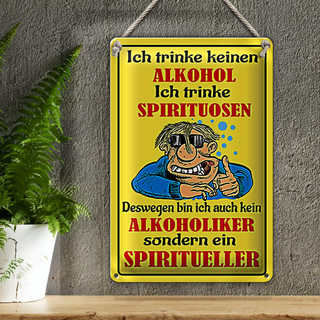 Blechschild Spruch 20x30cm Kein trinke Spirituosen