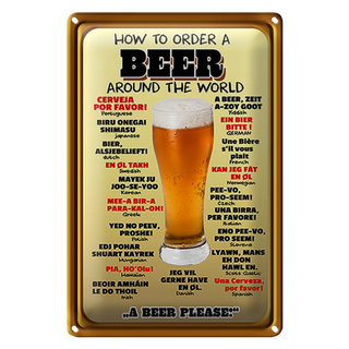 Blechschild 20x30cm How to order a Beer please