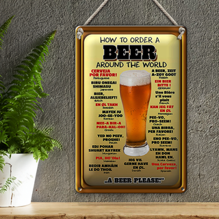 Blechschild 20x30cm How to order a Beer please
