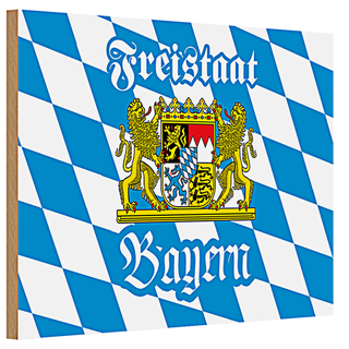 Holzschild Bayern 30x20cm Freistaat Bayern Wappen