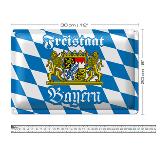 Blechschild Bayern 30x20cm Freistaat Bayern Wappen