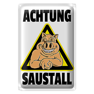 Blechschild Tiere 20x30cm Schwein Achtung Saustall