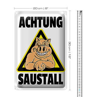 Blechschild Tiere 20x30cm Schwein Achtung Saustall