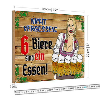 Holzschild 30x20cm 6 Biere sind ein Essen