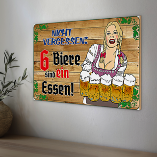Holzschild 30x20cm 6 Biere sind ein Essen