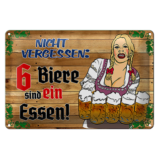 Blechschild 30x20cm 6 Biere sind ein Essen