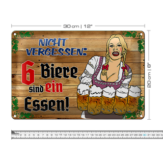 Blechschild 30x20cm 6 Biere sind ein Essen