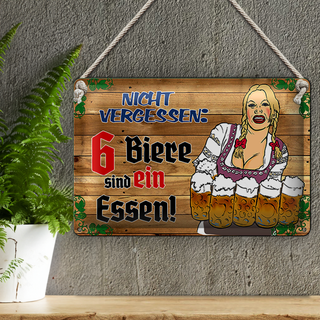 Blechschild 30x20cm 6 Biere sind ein Essen
