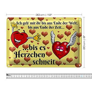 Blechschild Spruch 30x20cm Geh mit dir bis Herzen schneit