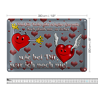 Blechschild Spruch 30x20cm Für Liebe gibt&#039;s keine Garantie