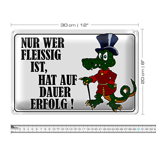 Blechschild Spruch 30x20cm Nur wer fleissig ist hat Erfolg