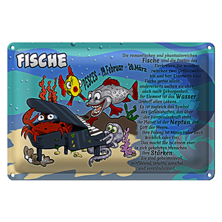 Blechschild Sternzeichen 30x20cm Fische 19 Februar 20 März