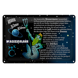Blechschild Sternzeichen 30x20cm Wassermann