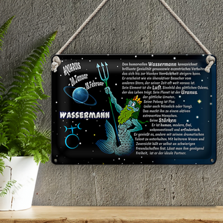 Blechschild Sternzeichen 30x20cm Wassermann