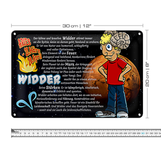Blechschild Sternzeichen 30x20cm Widder Planet Mars