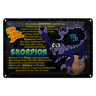 Blechschild Sternzeichen 30x20cm Skorpion Planet Stärke