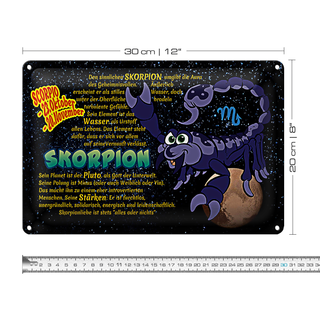 Blechschild Sternzeichen 30x20cm Skorpion Planet Stärke