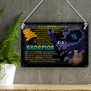 Blechschild Sternzeichen 30x20cm Skorpion Planet Stärke