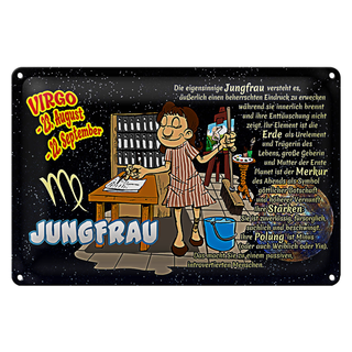Blechschild Sternzeichen 30x20cm Jungfrau Planet Merkur