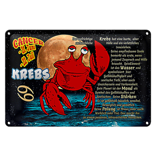Blechschild Sternzeichen 30x20cm Krebs Planet Mond